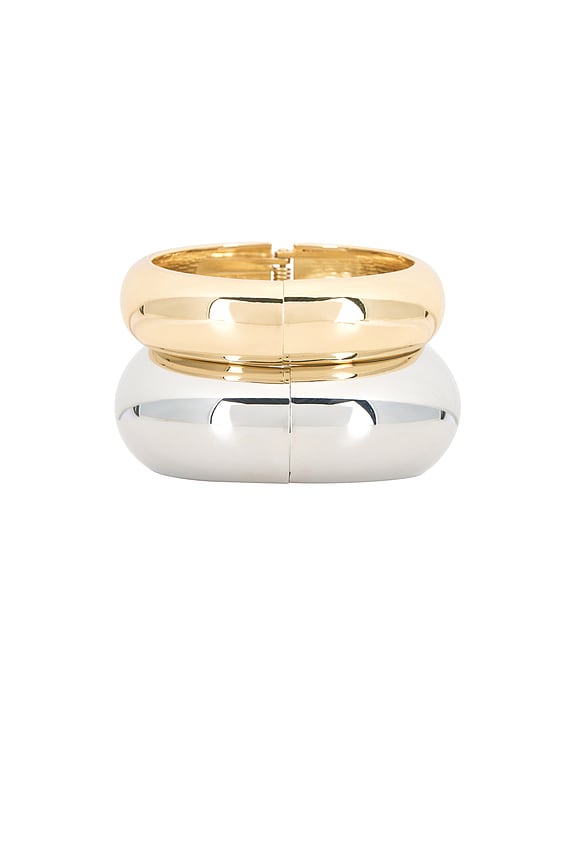 view 2 of 6 Wayne Bangle Set in Gold & Silver