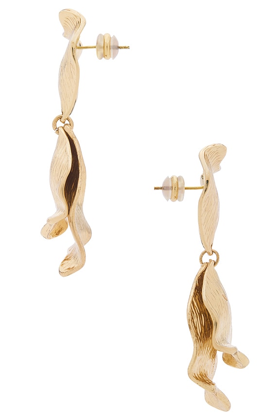 view 2 of 2 PENDIENTES LARGOS FLORASION in Gold