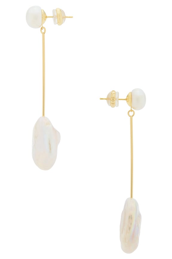 view 2 of 2 Pearl Drop Petunia Earring in Gold & Pearl