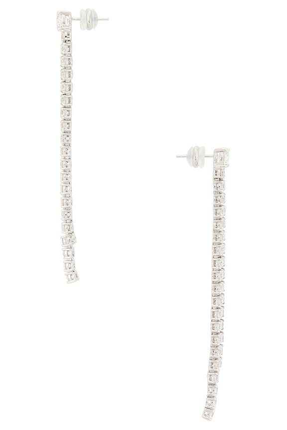 view 2 of 2 Solitaire Tennis Drop Earring in Silver