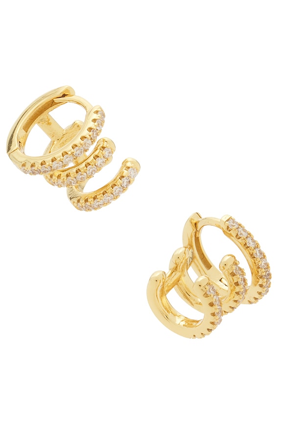 view 1 of 3 Katerina Triple Pave Earring in Gold
