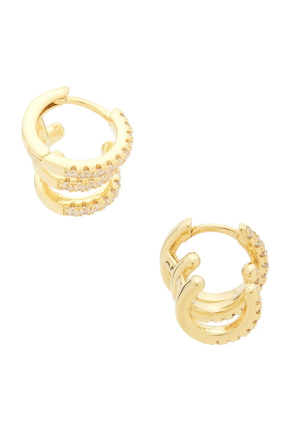 view 2 of 3 Katerina Triple Pave Earring in Gold