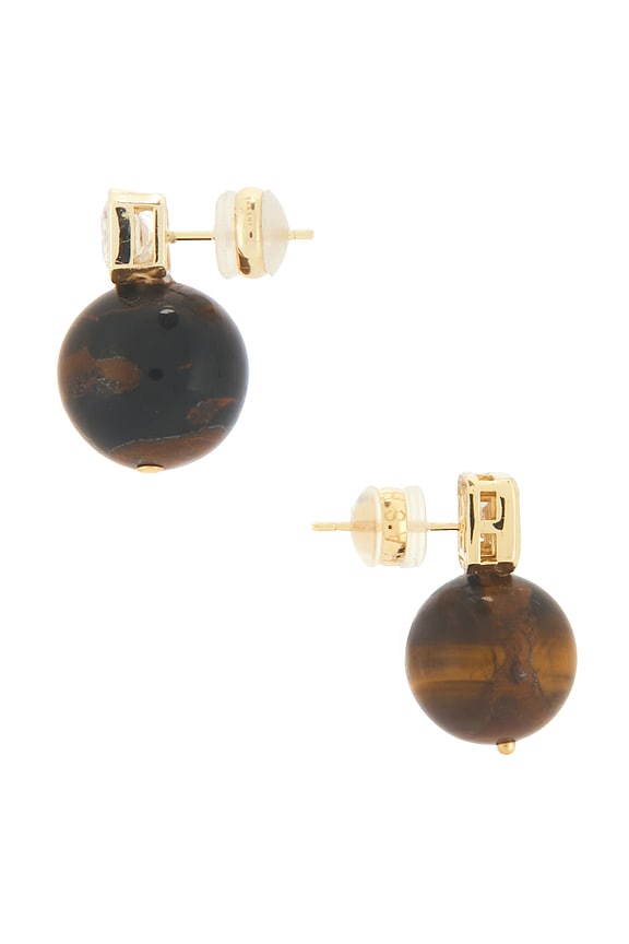 view 2 of 2 Emerald Baguette Tiger Eye Earring in Multi