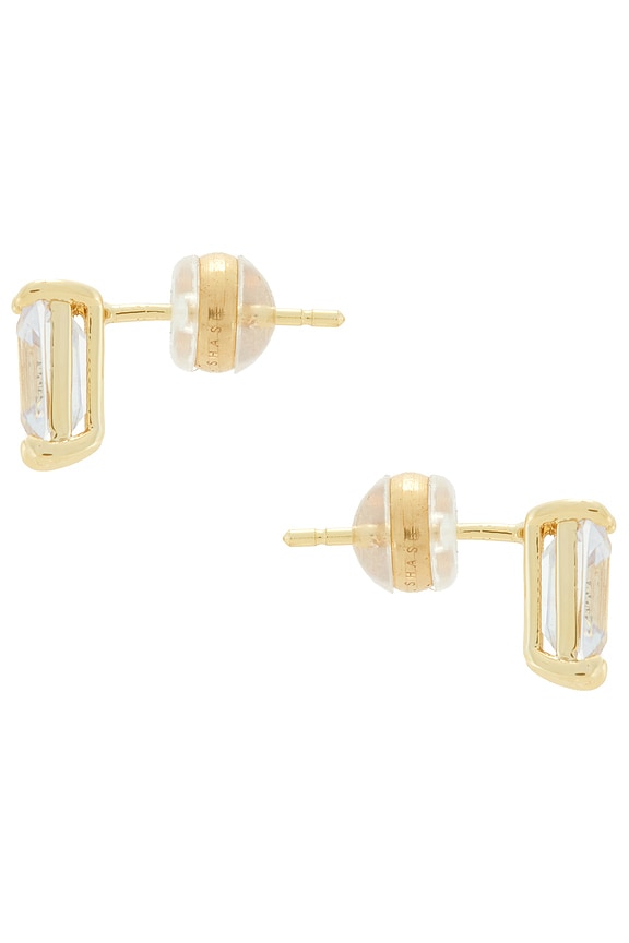 view 2 of 2 Emerald Cut Stud Earrings in Gold