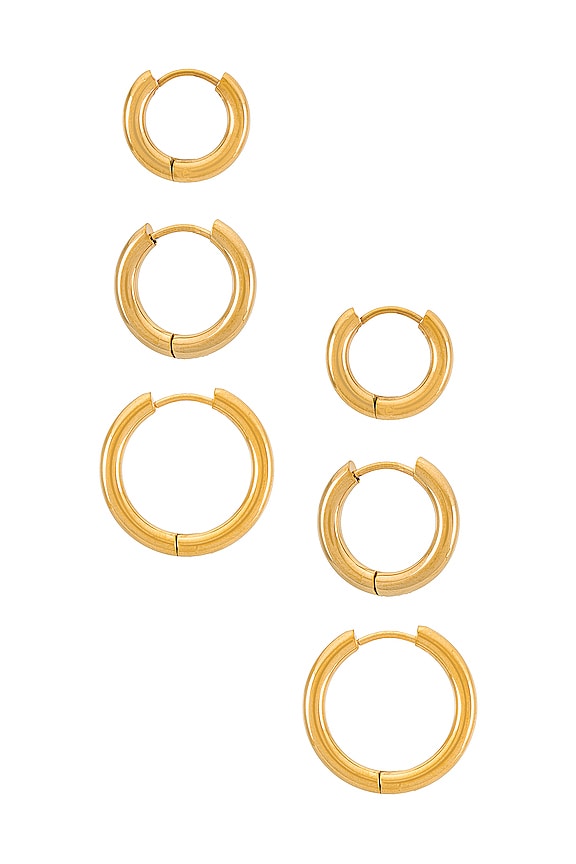 view 2 of 2 Triples Hoop Set of 3 in Gold