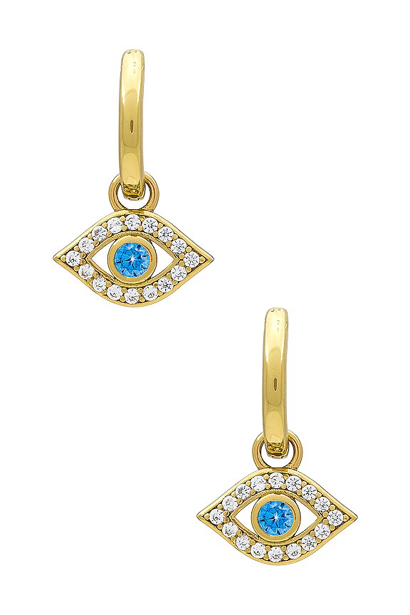 view 2 of 3 Evil Eye Pave Huggie in Gold