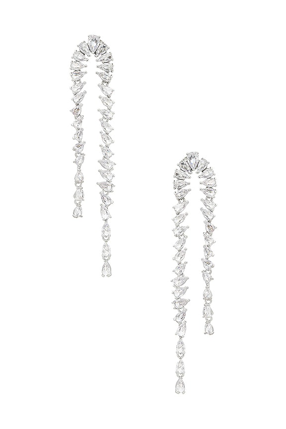SHASHI Pear Diamond Drop Earring in Silver | REVOLVE