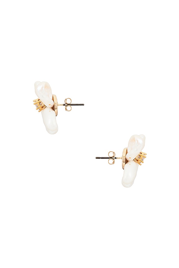 view 2 of 2 Flower Pearl Earrings in Ivory
