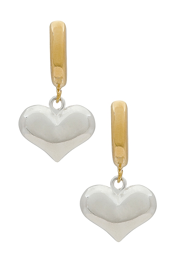 view 2 of 3 Silver Heart Huggie in Silver