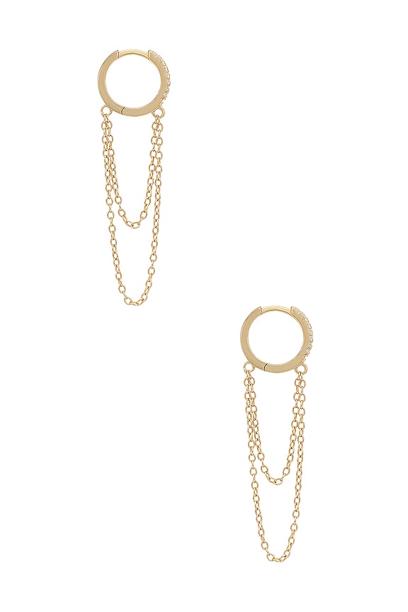 view 2 of 3 Pave Chain Huggie in Gold
