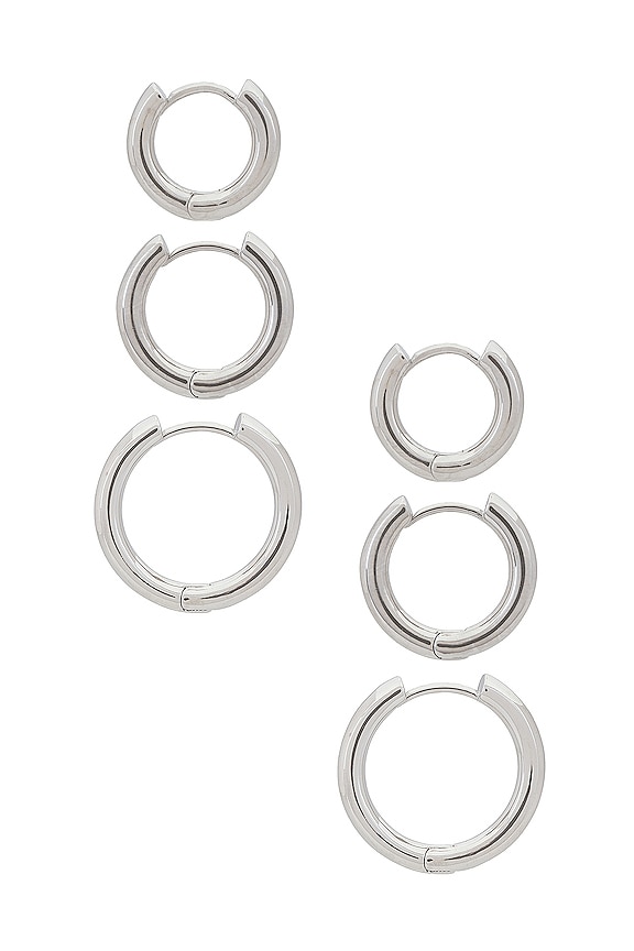 view 2 of 3 Triples Hoop Set in Silver
