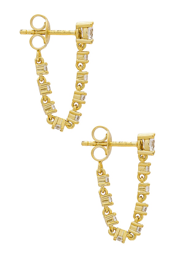 view 2 of 3 PENDIENTES CON CADENA TENNIS in Gold