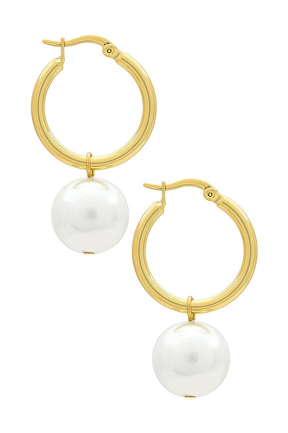view 2 of 3 Pearly Hoops in Gold