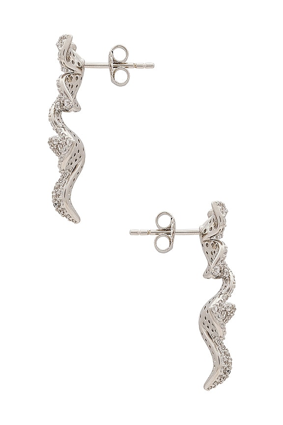 view 2 of 2 Flower Pave Drop Earring in White Gold