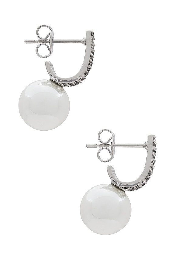 view 2 of 3 Classique Pave Pearl Earring in Silver
