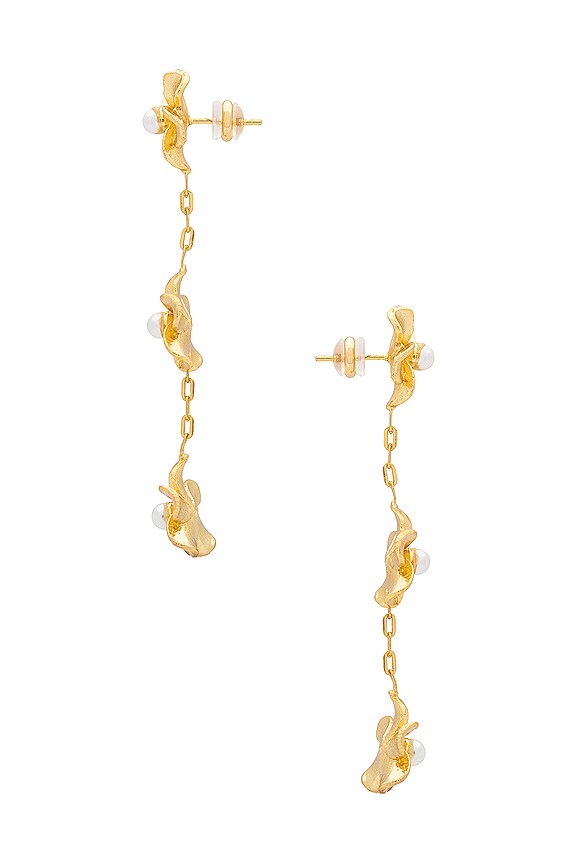 view 2 of 2 Flower Drop Earring in Gold & Pearl
