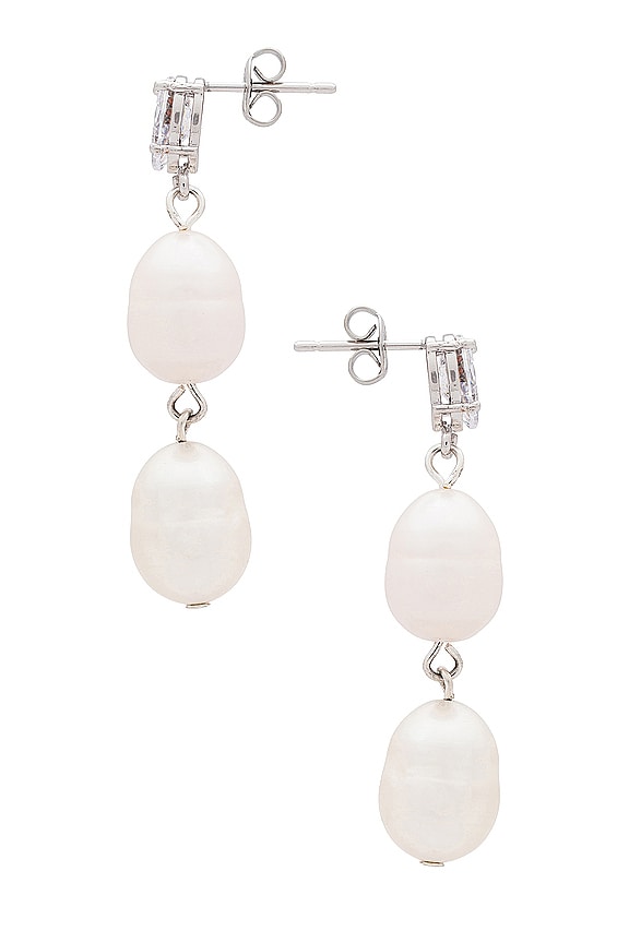 view 2 of 2 Leah Earring in Silver & Pearl