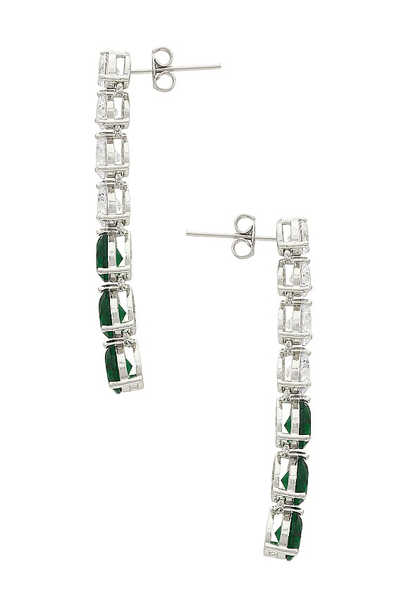 view 2 of 2 Graduated Emerald Tennis Drop in Silver & Emerald