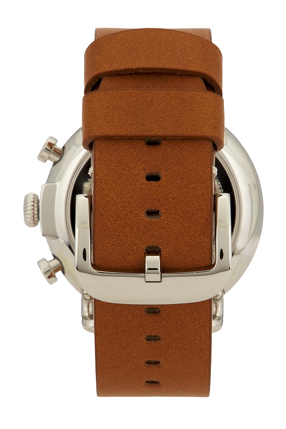 view 2 of 4 Runwell 2 Eye Chrono 47mm Watch Camel Leather Strap in White