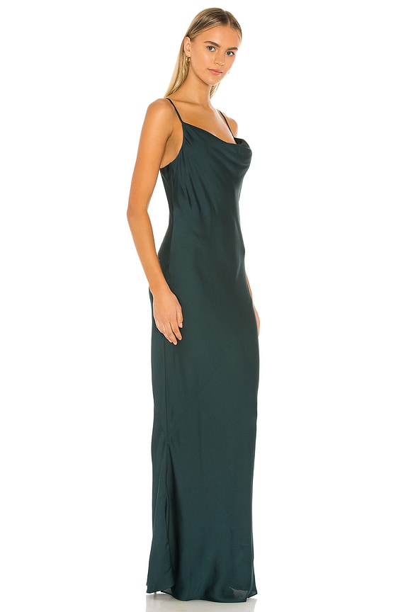 view 2 of 3 Luxe Bias Cowl Slip Dress in Emerald