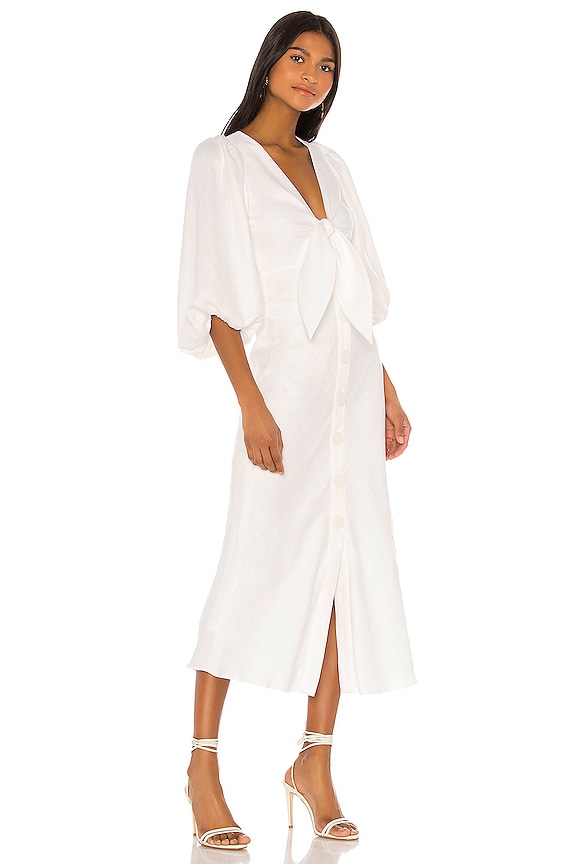 view 2 of 3 Savannah Tie Front Bias Midi Dress in White
