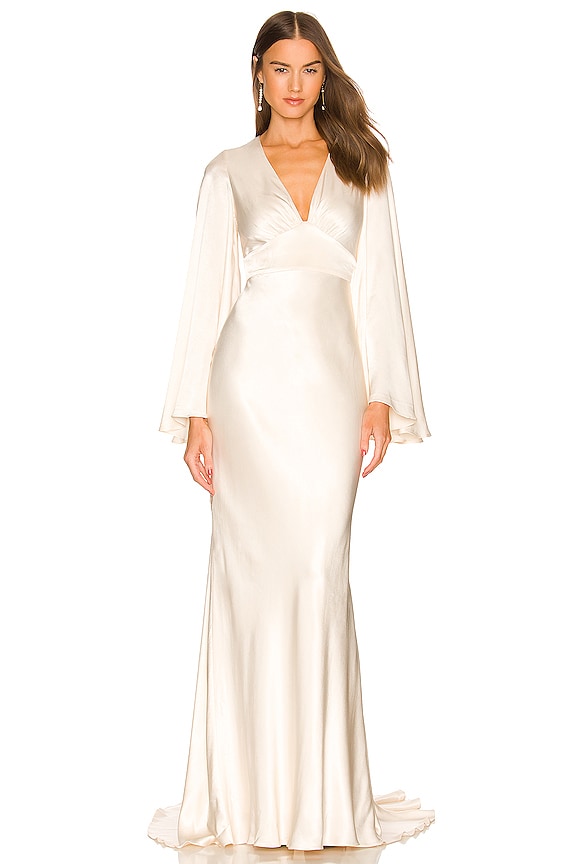 view 2 of 4 La Lune Circle Sleeve Backless Maxi Dress in Cream