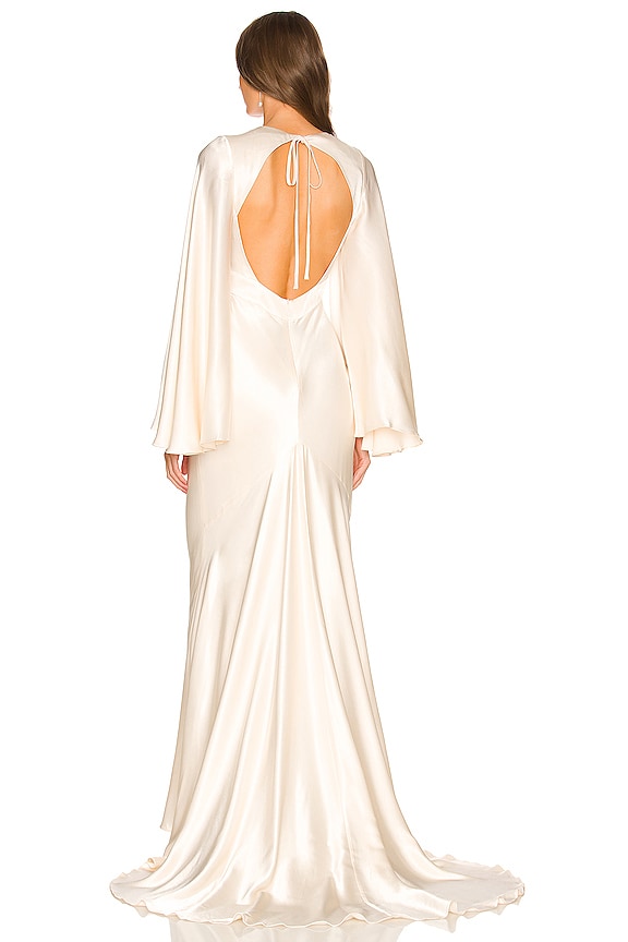 Shona Joy La Lune Circle Sleeve Backless Maxi Dress in Cream