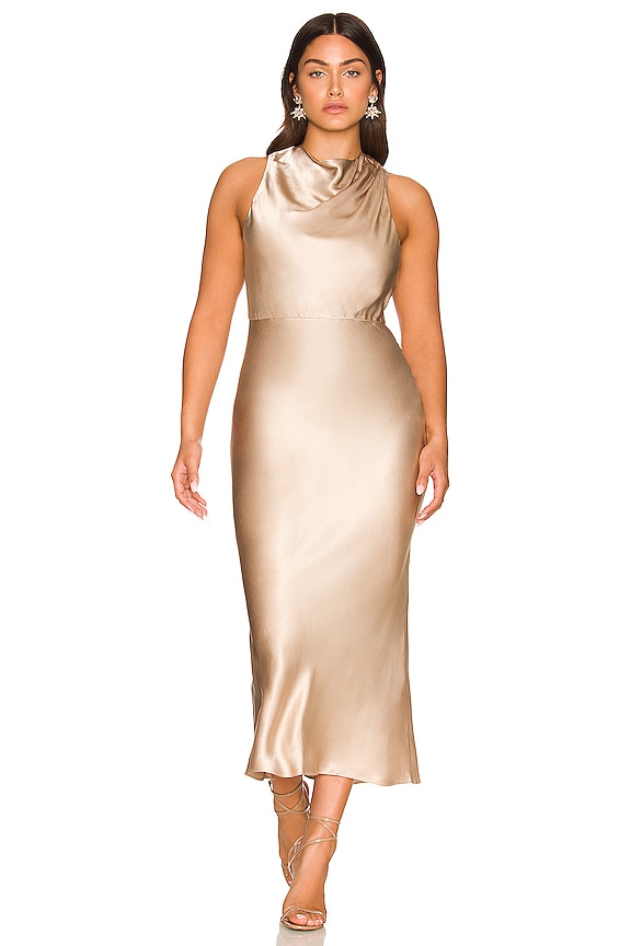 view 2 of 5 La Lune High Neck Midi Dress in Gold