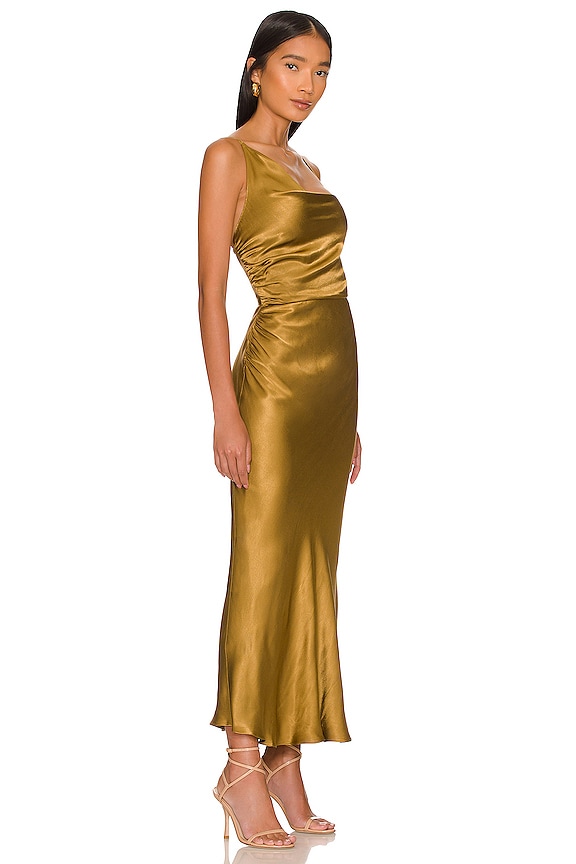 view 2 of 3 Giorgia Asymmetrical Midi Dress in Olive Oil