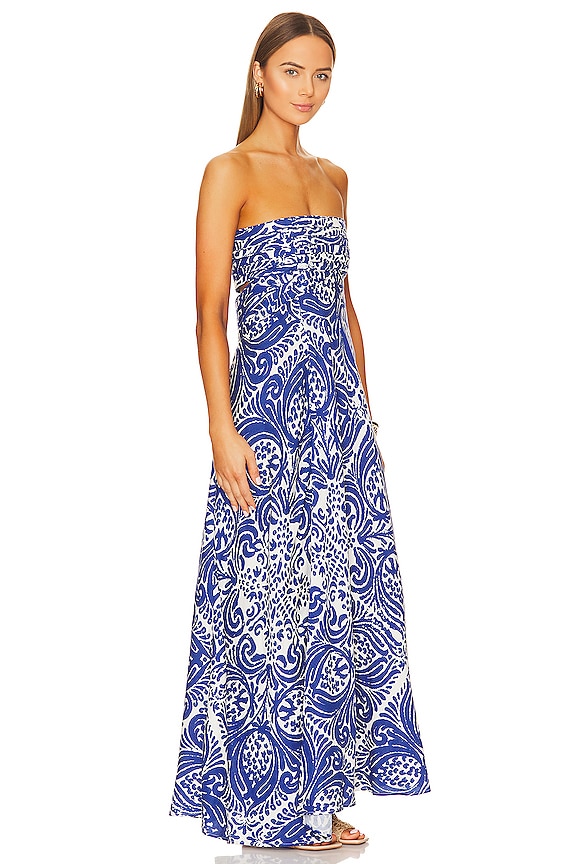 view 2 of 3 Pombeline Strapless Corded Maxi Dress in Ivory & Deep Blue