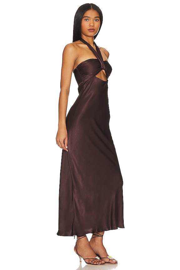 view 2 of 3 Lana Ruched Halter Midi Dress in Cocoa