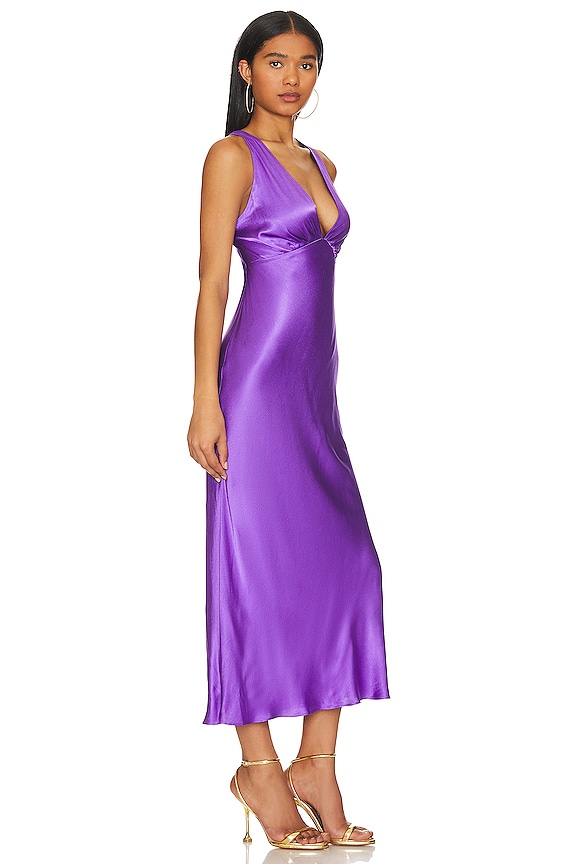 view 2 of 3 Lana Plunged Cross Back Midi Dress in Purple