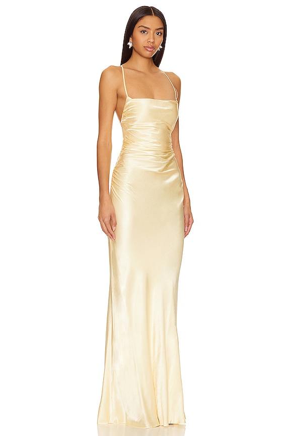 view 2 of 3 La Lune Lace Back Maxi Dress in Lemon