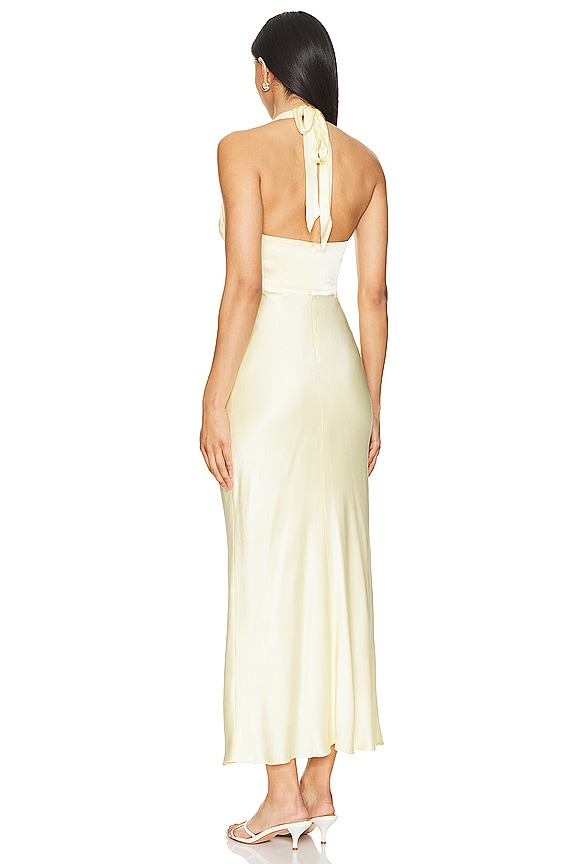 la lune plunged halter midi dress Shona Joy in Lemon Multi-Color