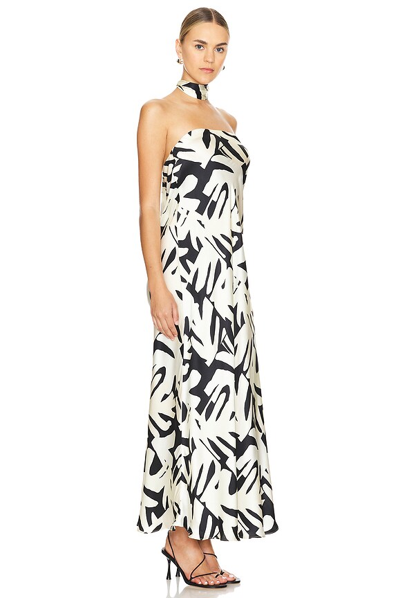 view 2 of 3 VESTIDO LARGO AL BIES SIN TIRANTES DE SEDA MICAH in Black Multi