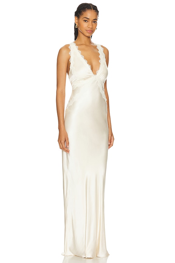 view 2 of 3 La Lune Lace Cross Back Maxi Dress in Cream