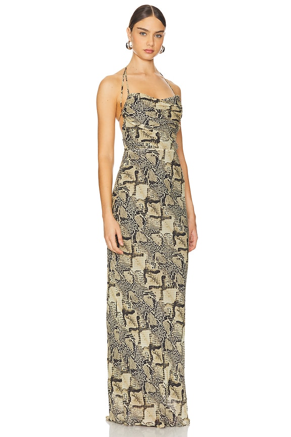 view 2 of 3 Hadiya Lace Back Bias Maxi Dress in Almond Multi