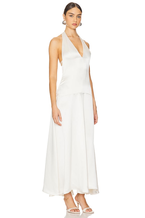 view 2 of 3 VESTIDO LARGO CON CUELLO HALTER SAVANNA in Pearl