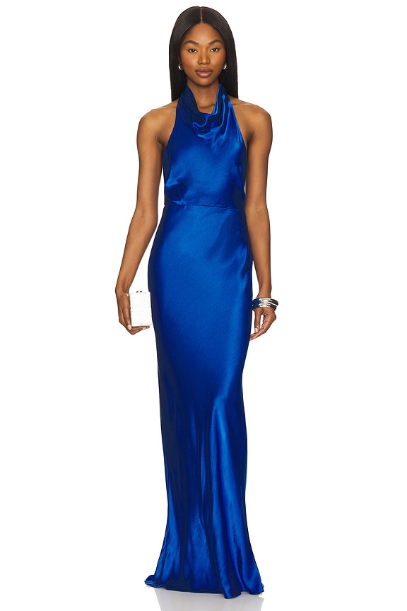 view 2 of 4 Tatum High Cowl Open Back Maxi Dress in Ultramarine
