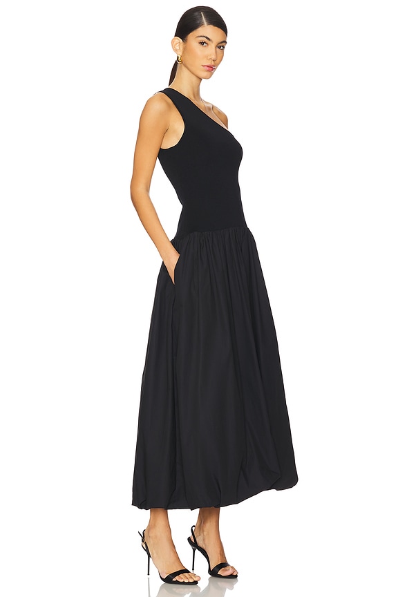view 2 of 3 Aliah One Shoulder Bubble Midi Dress in Black