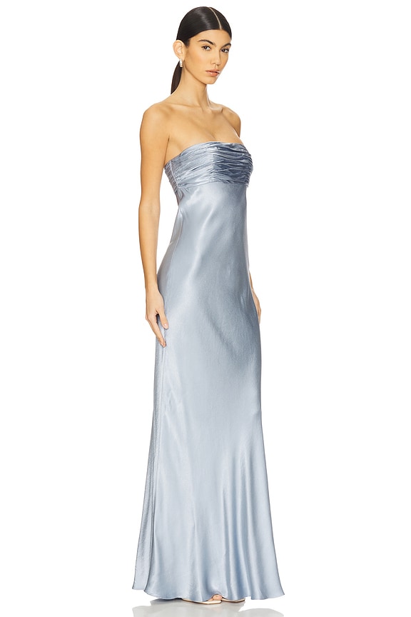 view 2 of 3 MAXIVESTIDO CON DETALLE FRUNCIDO. in Powder Blue