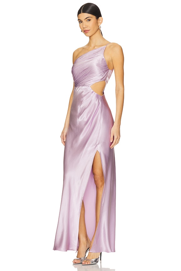 view 2 of 3 ROBE MAXI ASYMÉTRIQUE AVEC FRONCES LA LUNE in Lilac