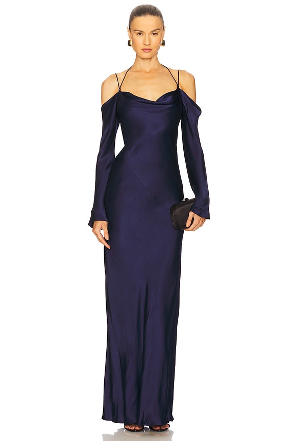 view 1 of 3 La Lune Off Shoulder Tie Maxi Dress in Midnight