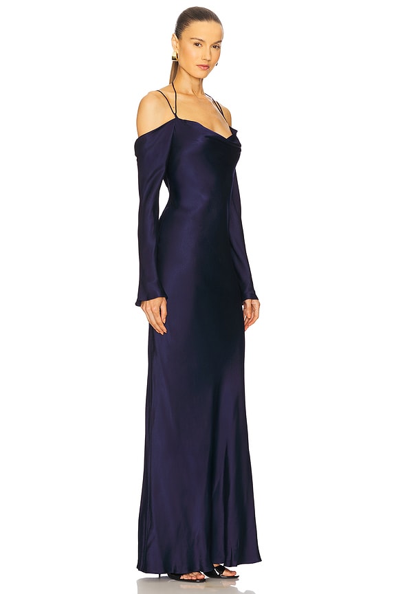 view 2 of 3 La Lune Off Shoulder Tie Maxi Dress in Midnight