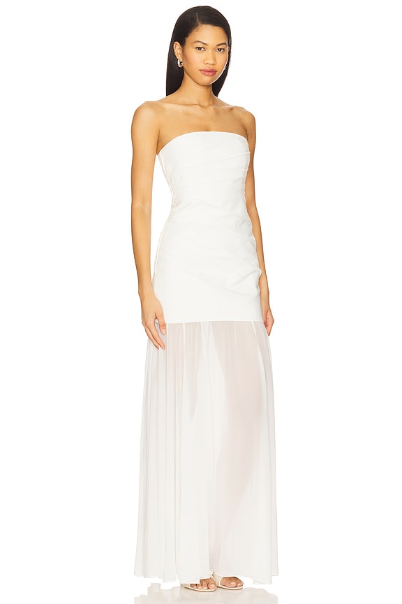 view 2 of 3 Lunar Strapless Draped Maxi Dress in White & Ivory