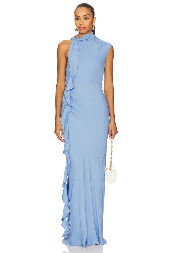 view 2 of 4 Rio Draped Ruffle Maxi Dress in Cornflower Blue