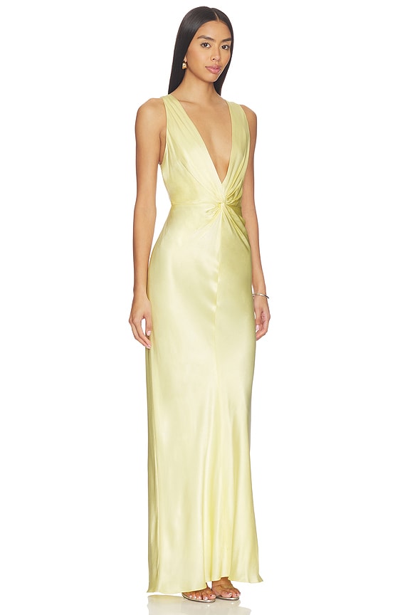 view 2 of 3 La Lune Low Twist Maxi Dress in Lemon