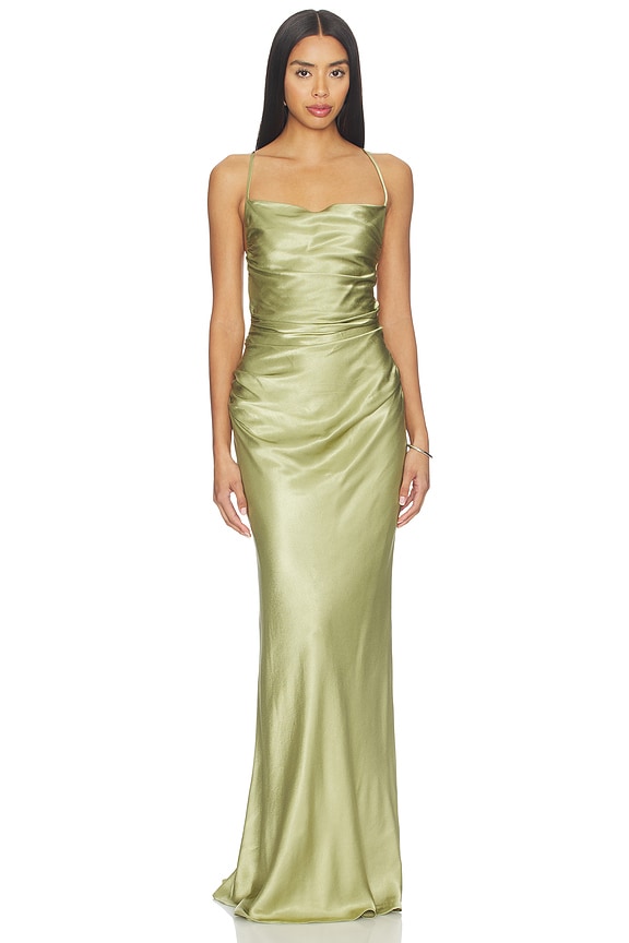 view 1 of 3 La Lune Lace Back Maxi Dress in Fern