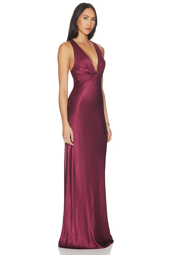 La Lune Plunged Cross Back Maxi Dress