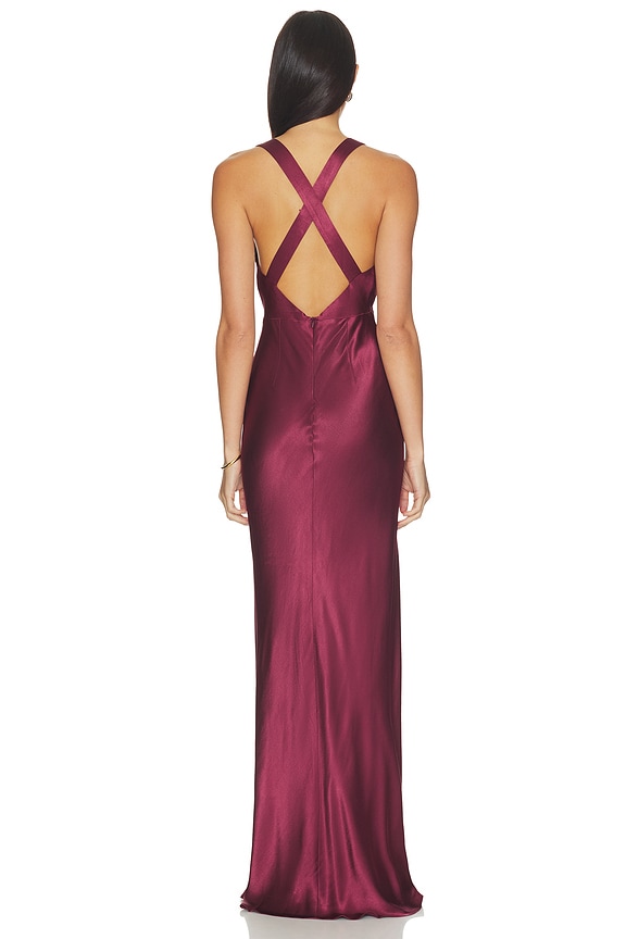 La Lune Plunged Cross Back Maxi Dress